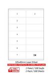 A1Etiket Tw-2614 Ebat 105 x 40 mm Lazer Etiket  A4 Sayfada 14 Etiket